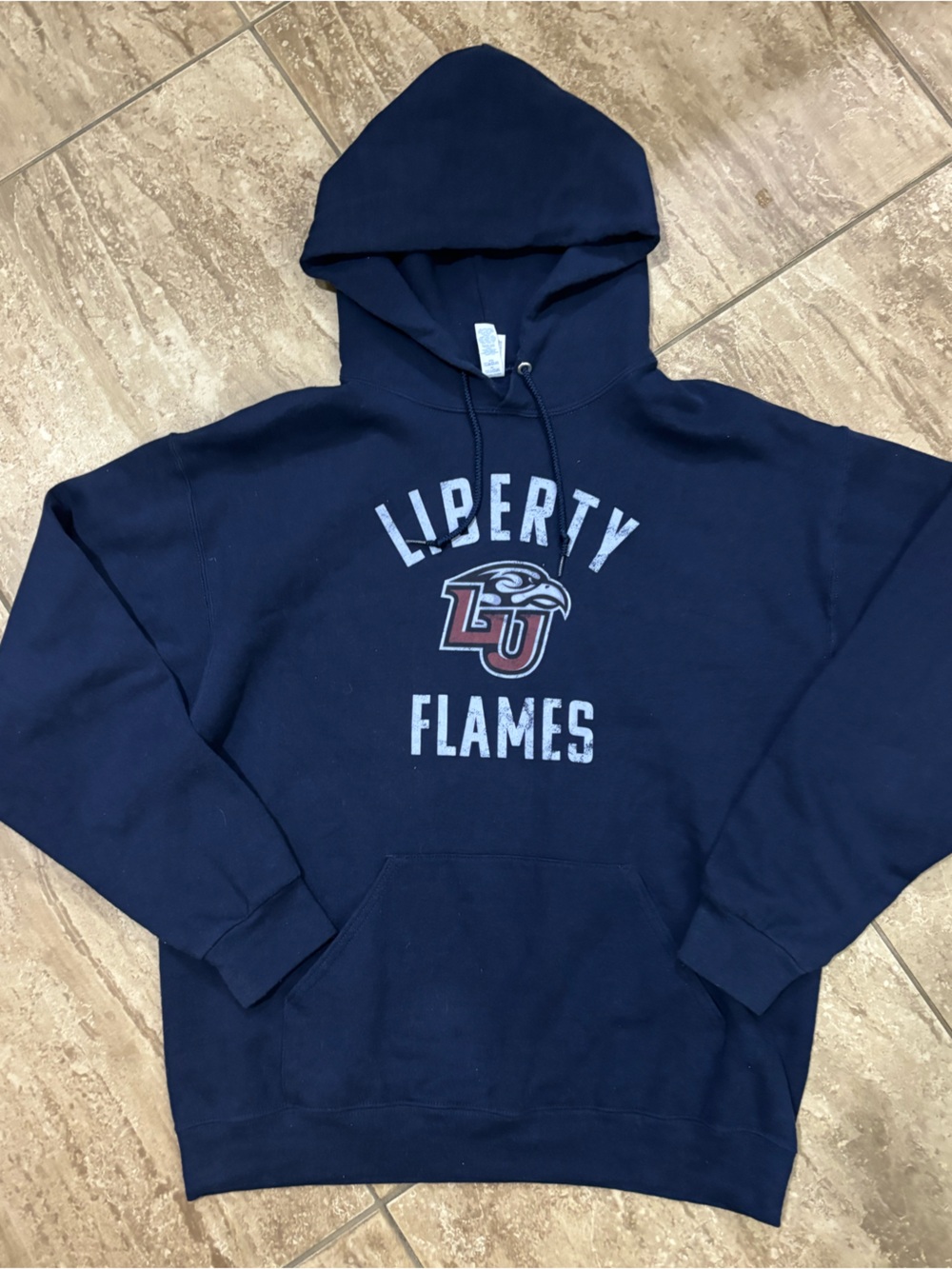 Liberty flames navy college logo hoodie